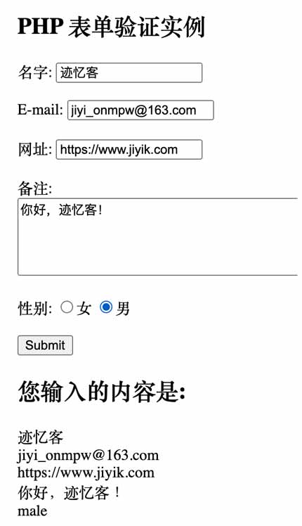 表单验证完整示例结果