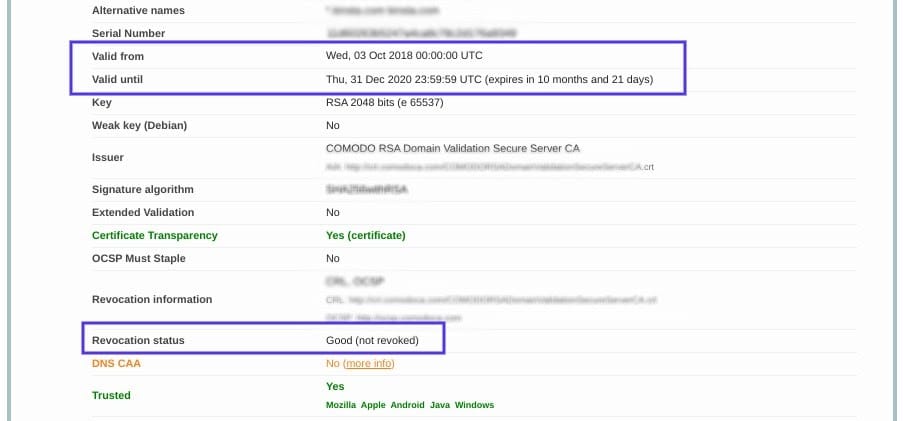 qualys ssl 检查工具的结果页面