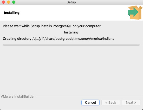 mac os postgresql 安装进度页面