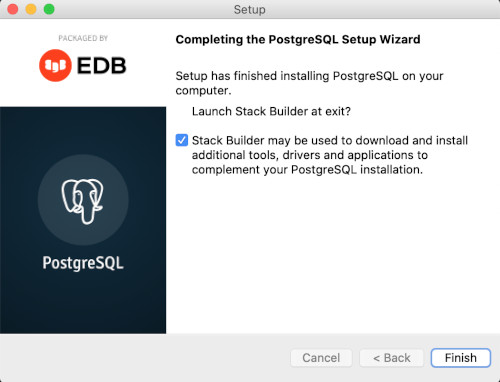 mac os postgresql 安装 完成界面