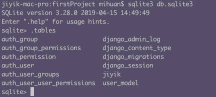 django sqlite 查看创建的表