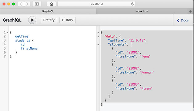 graphql 显示学生信息和时间
