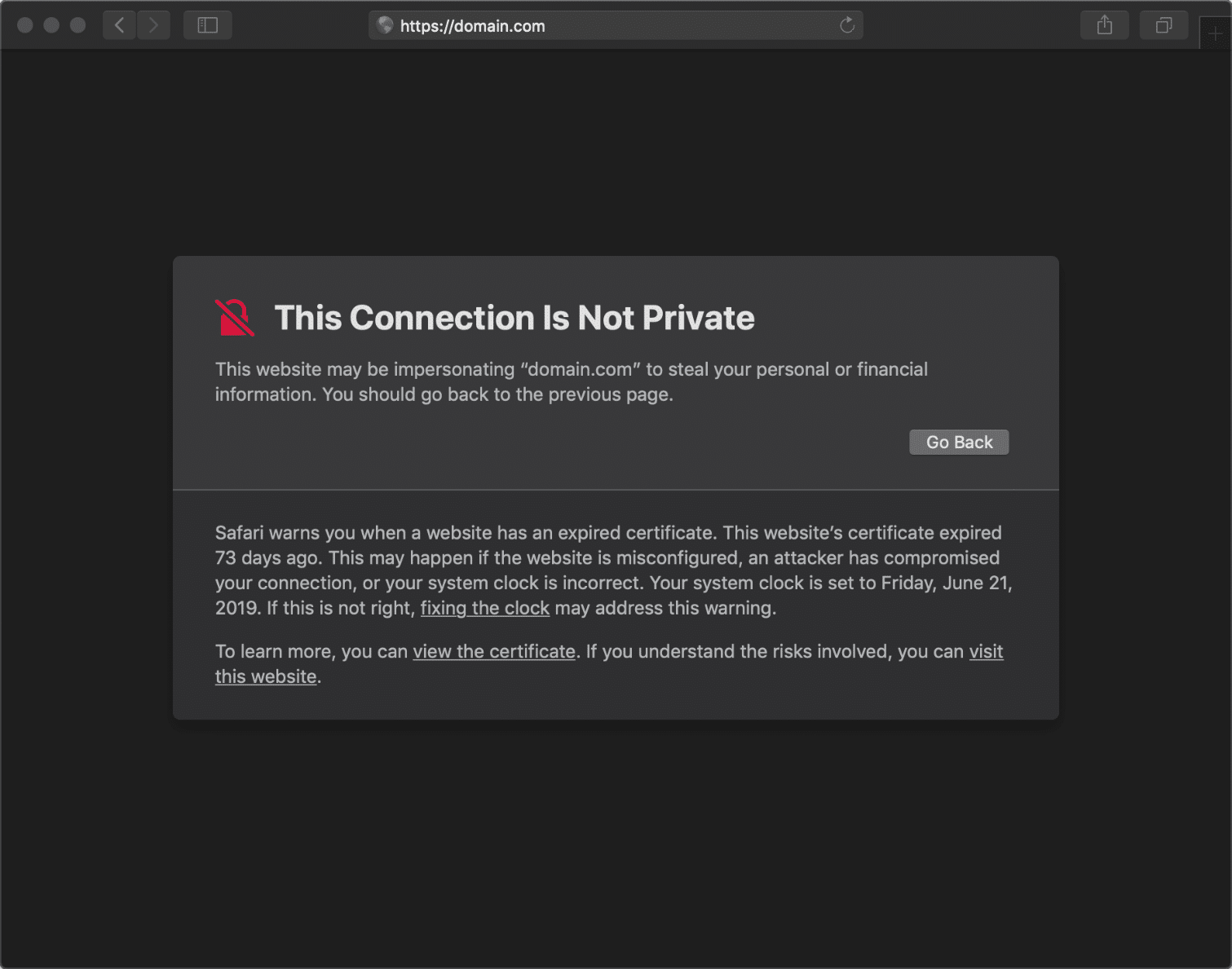 safari 浏览器中的net::err_cert_authority_invalid错误信息