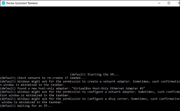 启动 docker 工具箱时正在执行的配置