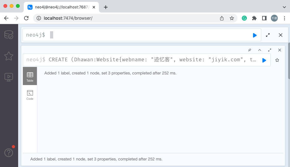 neo4j 创建带有属性的节点
