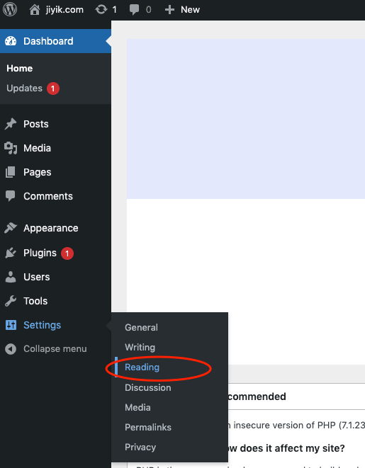 wordpress 阅读设置