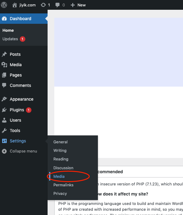 wordpress 媒体设置