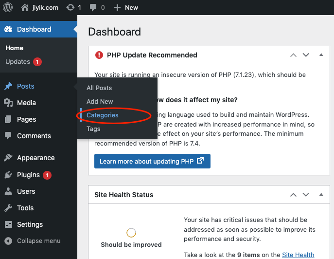 wordpress 编辑类别