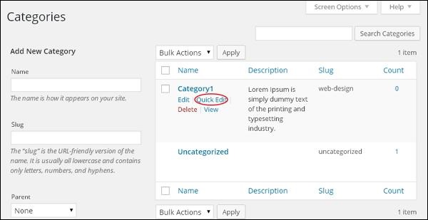 wordpress 编辑类别