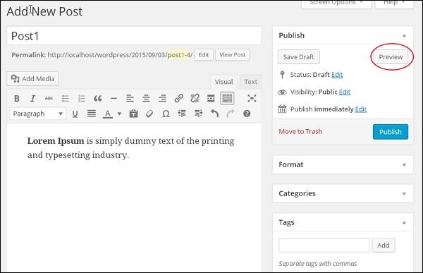 wordpress 预览帖子