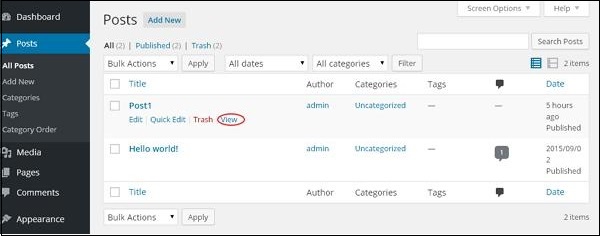 wordpress 预览帖子