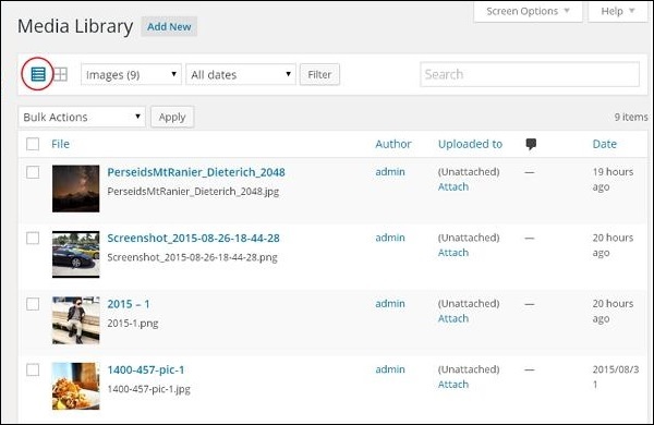 wordpress 媒体库