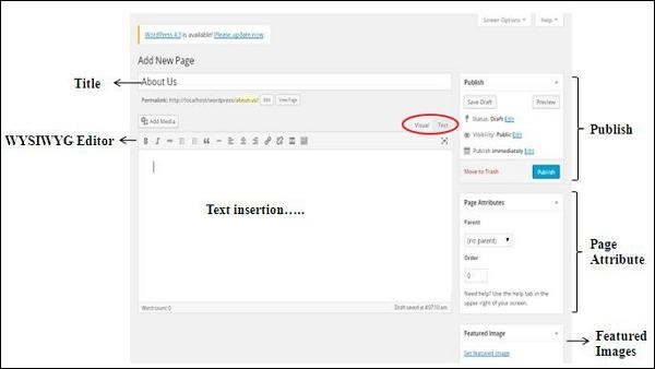 wordpress 添加页面