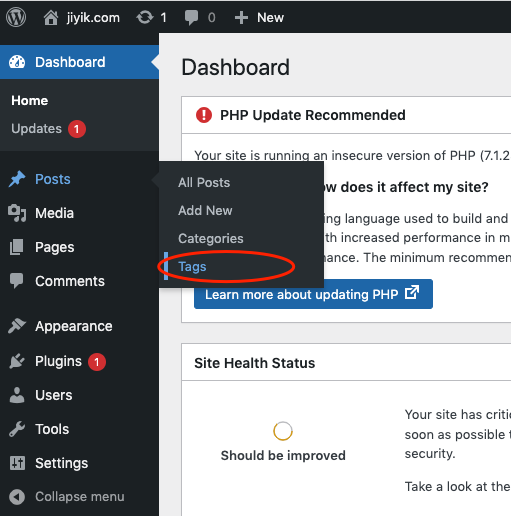 wordpress 添加标签