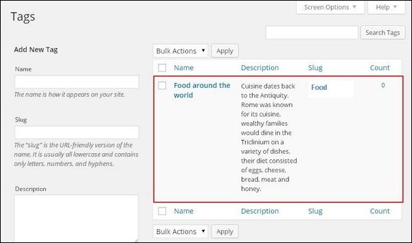 wordpress 添加标签