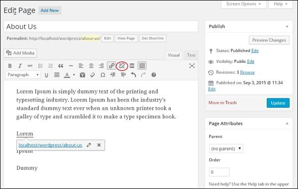 wordpress 删除链接