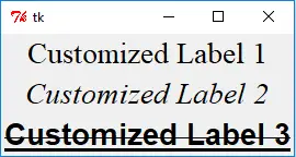 tkinter label with modified text font