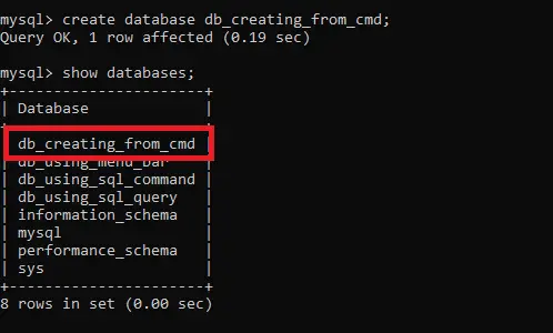 在 mysql 工作台中创建新数据库 - 使用 cmd 创建数据库-c