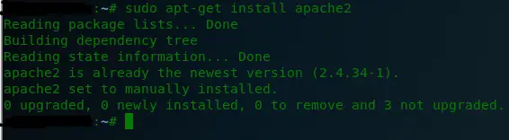 用于安装 apache web 服务器的命令