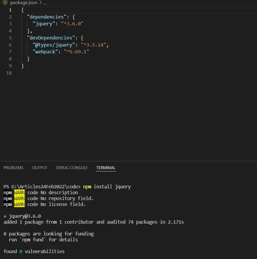 npm 安装 jquery