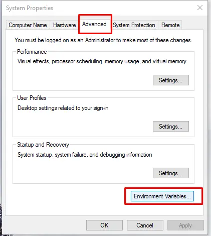environment variables