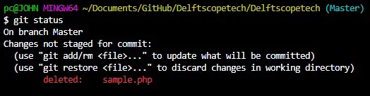 run git status - index check