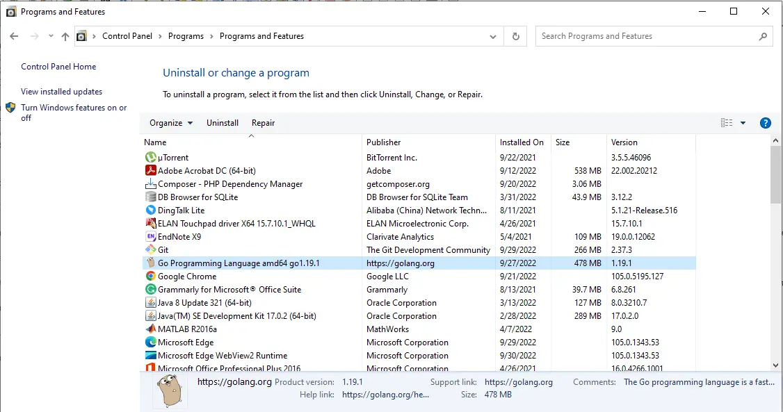 uninstall a program