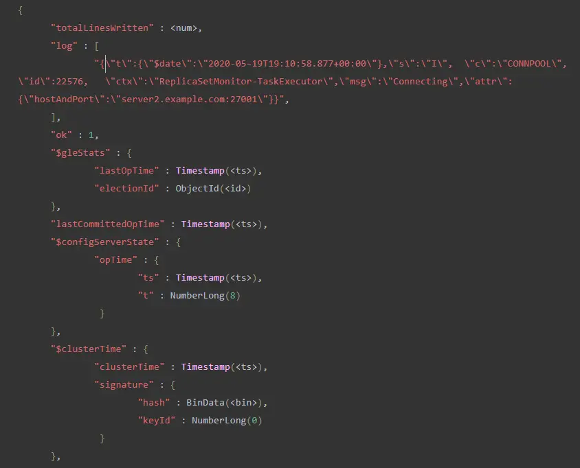 mongodb log queries - result 1