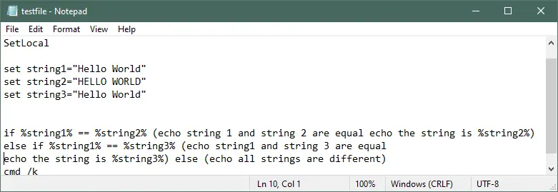testfile if else