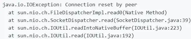 java.io.ioexception: connection reset by peer